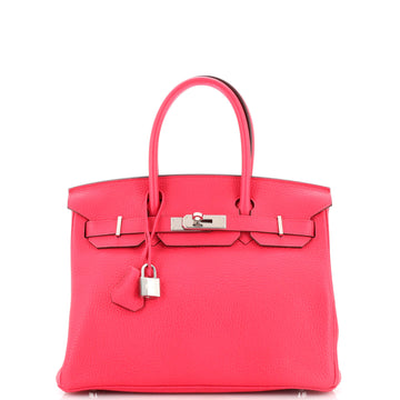 Hermes Birkin Handbag Pink Clemence with Palladium Hardware 30