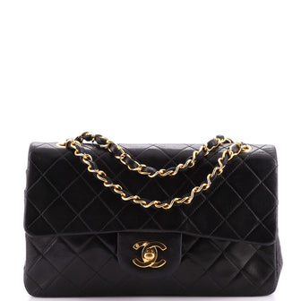 Chanel Vintage Classic Double Flap Bag Quilted Lambskin Small
