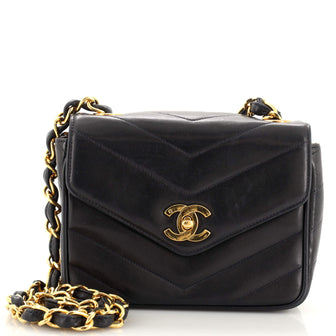 Chanel Vintage Envelope Flap Bag Chevron Lambskin Mini