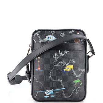 Louis Vuitton Danube Slim Bag Limited Edition Renaissance Map Damier Graphite PM Black