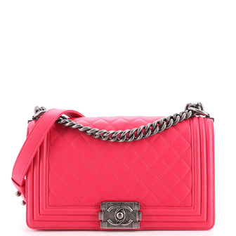 Chanel Boy Flap Bag Quilted Lambskin Old Medium