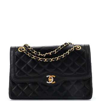 Chanel Vintage Two Tone CC Flap Bag Quilted Lambskin Medium