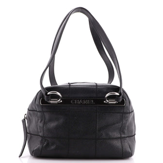 Chanel Square Stitch Bowler Bag Quilted Caviar Small