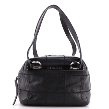 Chanel Square Stitch Bowler Bag Quilted Caviar Small