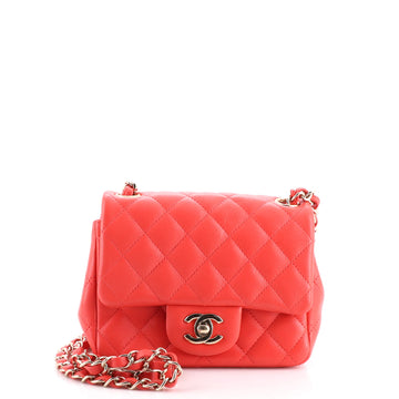 Chanel Square Classic Single Flap Bag Quilted Lambskin Mini