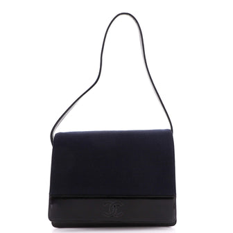 Chanel Vintage CC Flap Shoulder Bag Jersey with Patent Medium