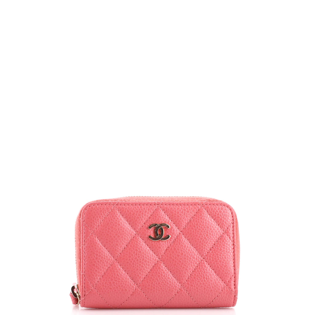 chanel zipped coin purse pink