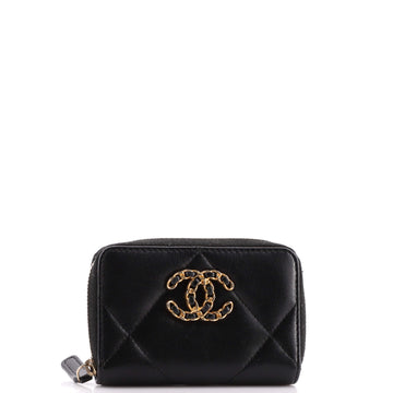 Chanel 19 Zip Coin Purse Quilted Lambskin