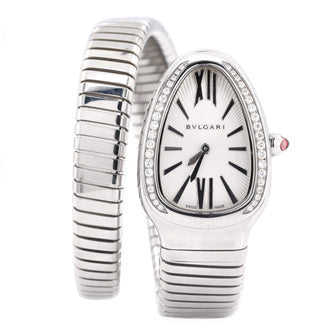 Bvlgari Serpenti Tubogas Single Spiral Quartz Watch Stainless Steel with Diamond Bezel 23
