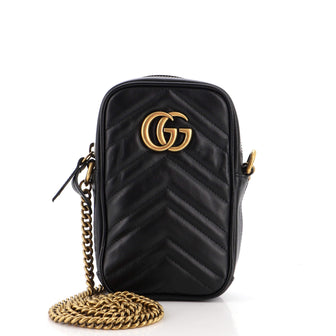 Gucci GG Marmont Vertical Phone Crossbody Bag Matelasse Leather Mini