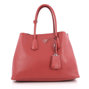Prada Cuir Double Tote City Calfskin Medium Red