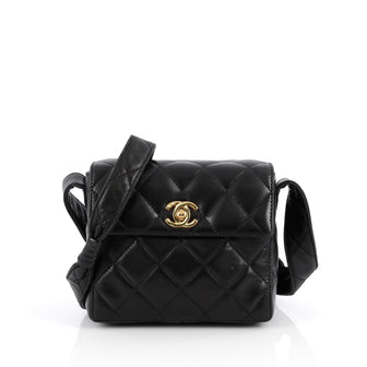 Chanel Vintage Box Flap Quilted Leather Mini Black
