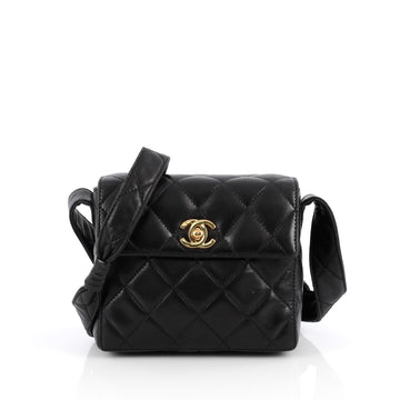 Chanel Vintage Box Flap Quilted Leather Mini Black
