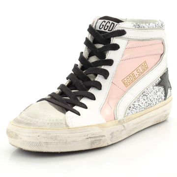 Golden Goose Women's Slide Double Quarter Sneakers Glitter and Leather with Suede