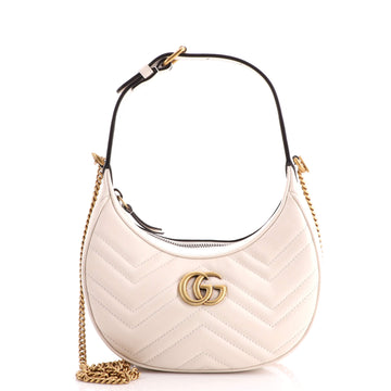 Gucci GG Marmont Half Moon Hobo Leather Mini