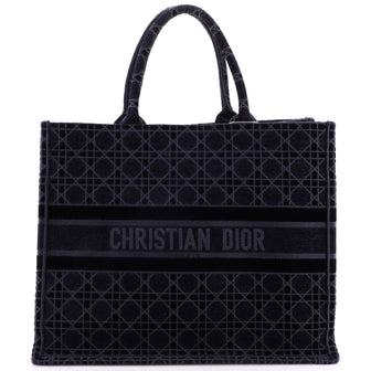 Christian Dior Book Tote Cannage Embroidered Velvet Large