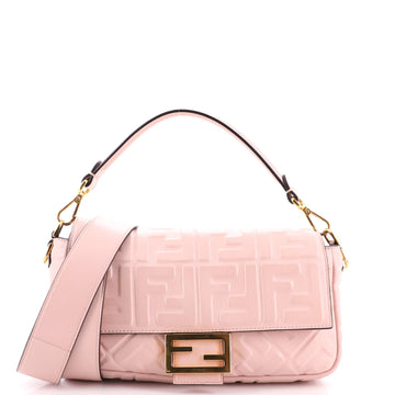Fendi Baguette NM Bag Zucca Embossed Leather Medium
