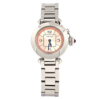 Cartier Miss Pasha Pink Dial Quartz Watch Stainless Steel 27