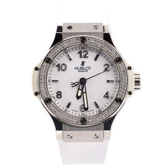 Hublot Big Bang Quartz Watch Stainless Steel and Rubber with Diamond Bezel 38
