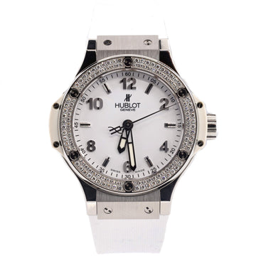 Hublot Big Bang Quartz Watch Stainless Steel and Rubber with Diamond Bezel 38