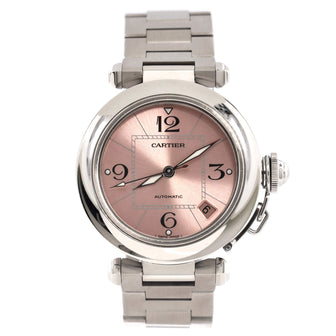 Cartier Pasha C Pink Dial Automatic Watch Stainless Steel 35