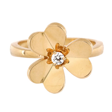 Van Cleef & Arpels Frivole 1 Flower Ring 18K Yellow Gold with Diamond Small