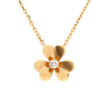 Van Cleef & Arpels Frivole Pendant Necklace 18K Yellow Gold and Diamond Mini