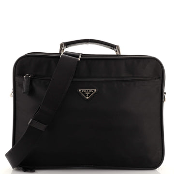 Prada Convertible Front Pocket Briefcase Tessuto with Saffiano Leather