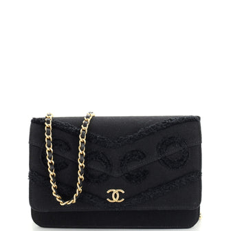 Chanel Coco Wallet on Chain Fringe Chevron Denim