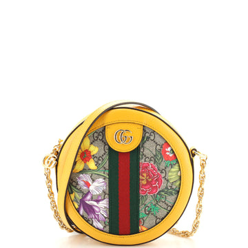 Gucci Ophidia Round Shoulder Bag Flora GG Coated Canvas Mini