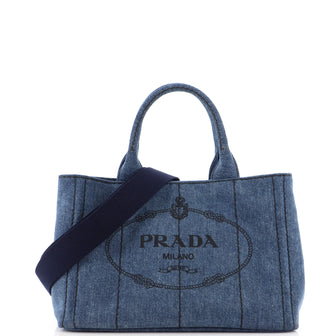 Prada Canapa Convertible Tote Denim Mini