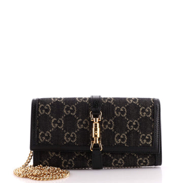 Gucci Jackie 1961 Continental Chain Wallet GG Denim