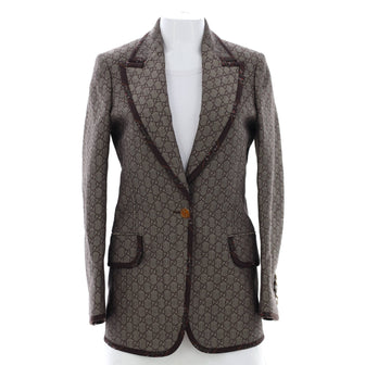 Gucci Women's Single Button Blazer GG Wool and Cotton Blend