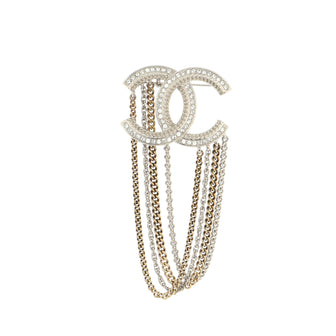 CC Multistrand Chain Brooch Metal with Crystal