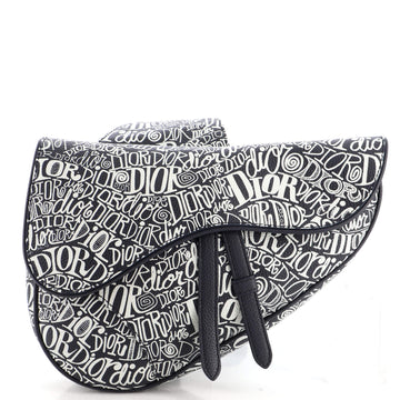 Christian Dior Shawn Stussy Saddle Crossbody Bag Printed Leather