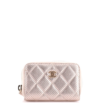 Chanel CC Zip Coin Purse Quilted Perforated Leather