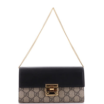Gucci Padlock Continental Chain Wallet GG Coated Canvas and Leather Long