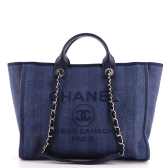 Chanel Deauville Tote Striped Mixed Fibers Medium