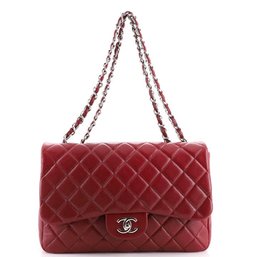 Chanel Vintage Classic Single Flap Bag Quilted Caviar Jumbo