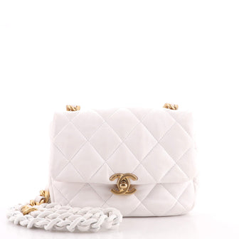Chanel Lacquered Metal CC Flap Bag Quilted Lambskin Mini