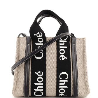 Chloe Woody Convertible Tote Canvas with Leather Small
