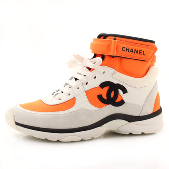 Chanel Women's CC High-Top Sneakers Leather and Neoprene