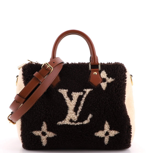 Louis Vuitton Speedy Bandouliere Monogram Teddy Fleece 25 Brown