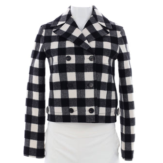Christian Dior Women's Double Breasted Peacoat Printed Wool
