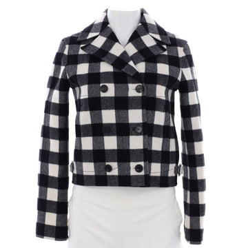 Christian Dior Women's Double Breasted Peacoat Printed Wool