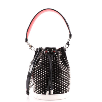 Christian Louboutin Marie Jane Bucket Bag Studded Satin and Leather