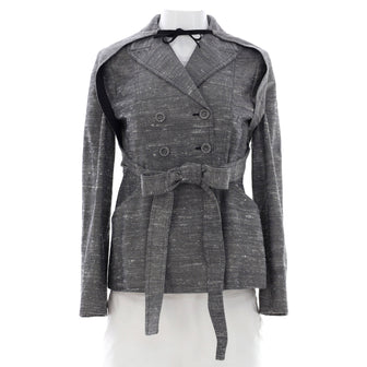 Christian Dior Women's Belted Convertible Coat Printed Cotton Blend