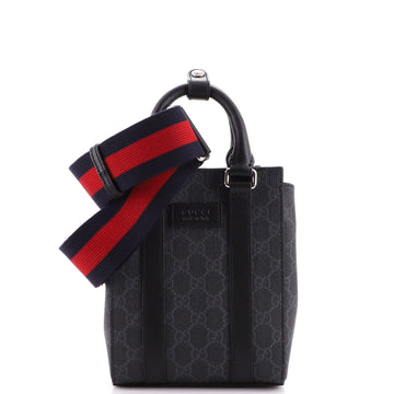 Gucci Convertible Web Open Tote GG Coated Canvas Mini