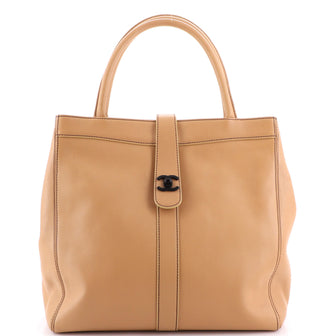 Chanel Vintage CC Turnlock Tote Leather Medium