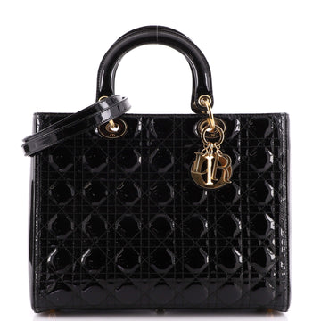Christian Dior Lady Dior Bag Cannage Quilt Patent Large